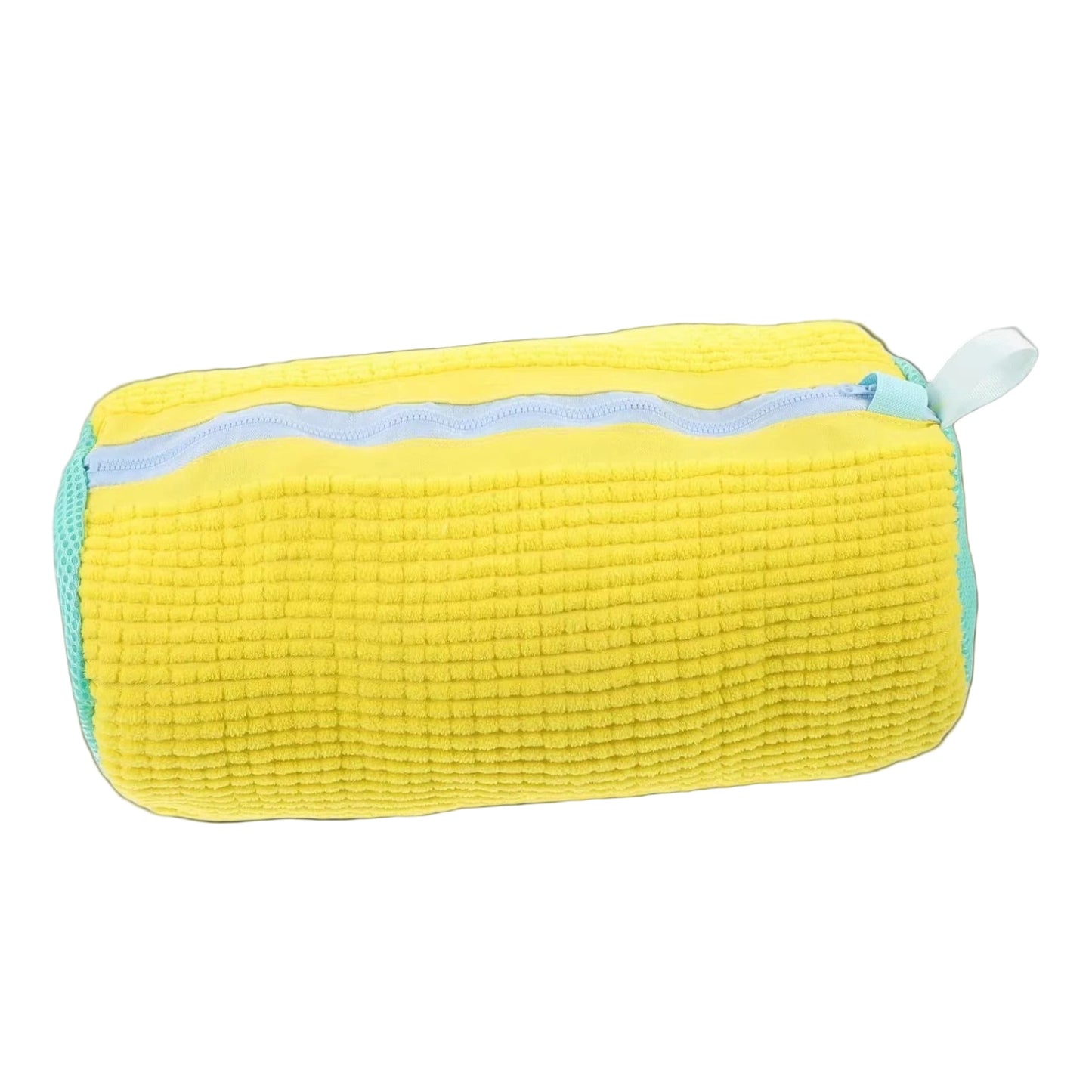 Shoe Washing Machine Bag - Durable Laundry Wash Bag for All Shoe Types, Yellow with Blue Zipper, Perfect for Sneakers and Casual Shoes