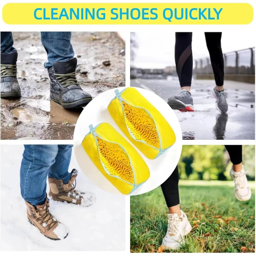 Shoe Washing Machine Bag - Durable Laundry Wash Bag for All Shoe Types, Yellow with Blue Zipper, Perfect for Sneakers and Casual Shoes