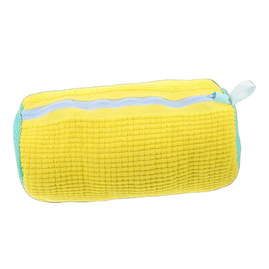Shoe Washing Machine Bag - Durable Laundry Wash Bag for All Shoe Types, Yellow with Blue Zipper, Perfect for Sneakers and Casual Shoes